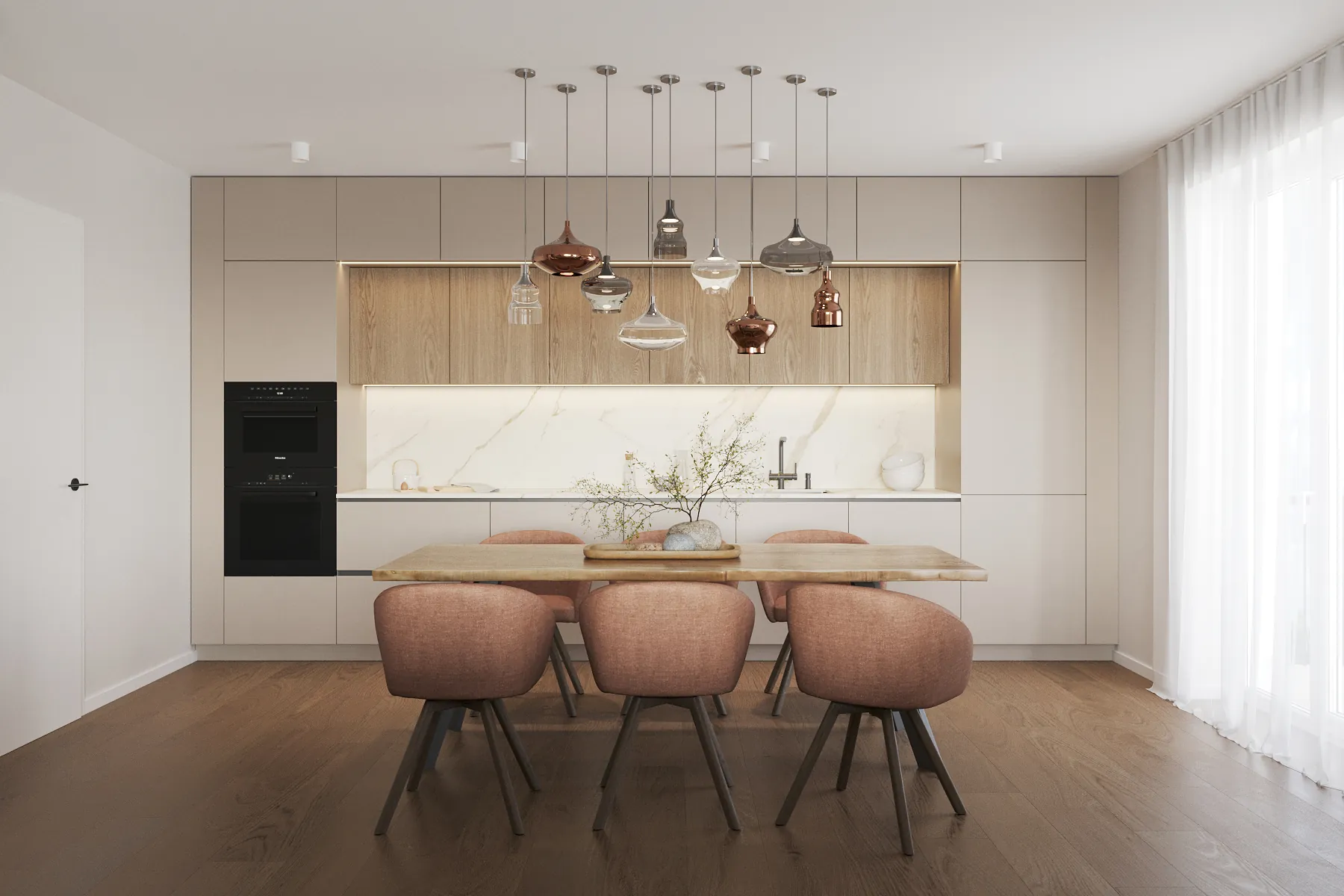 Vzdušný obytný prostor s kuchyní ve Viladomy Šlapanice